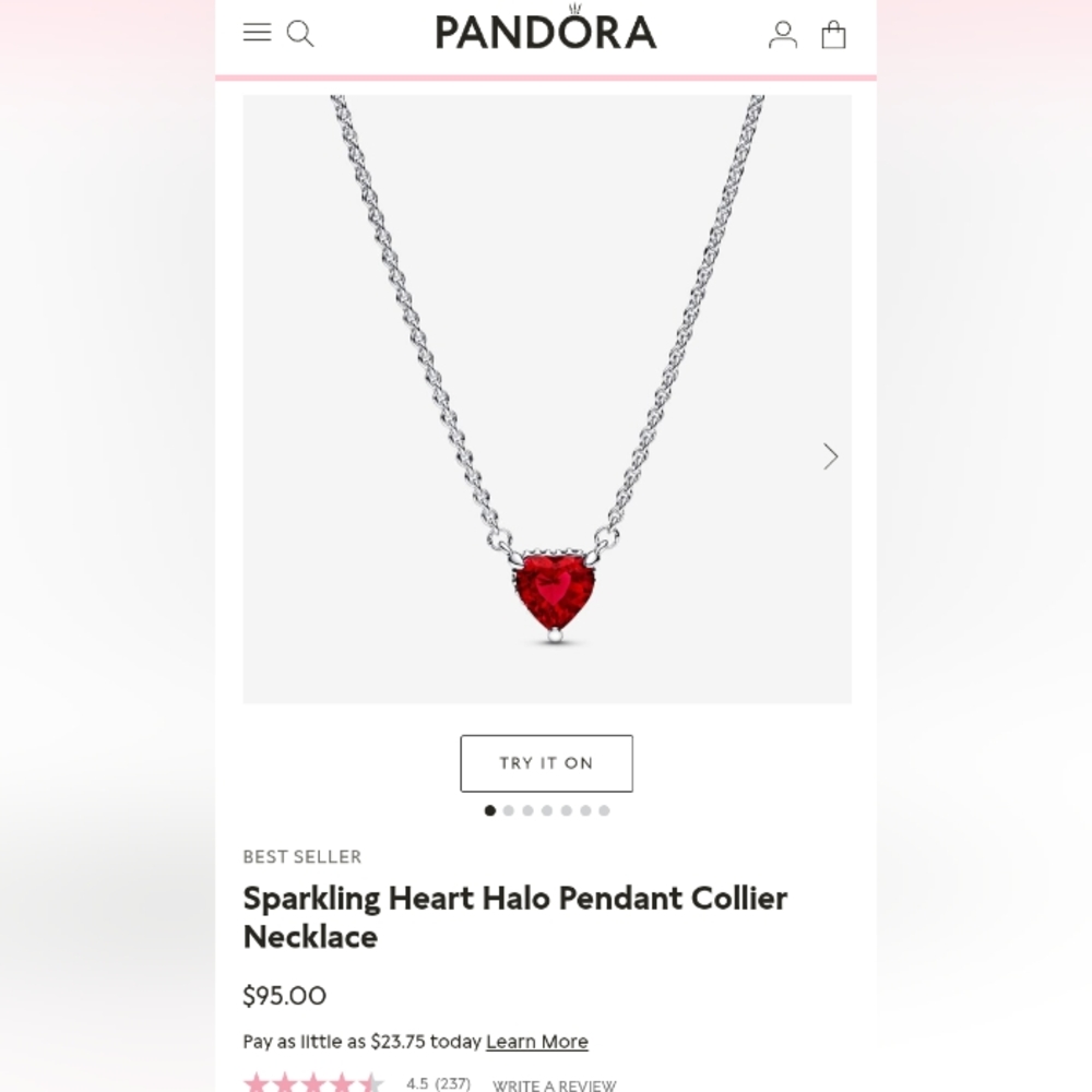 PANDORA Woman's .925 Sterling Silver Sparkling Heart Halo Necklace and Earrings